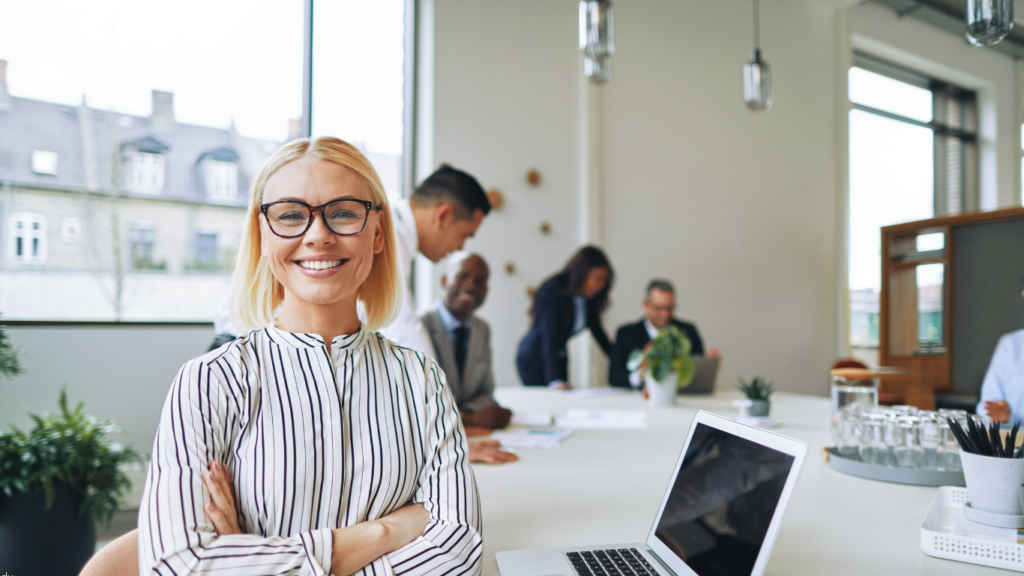 woman smiling at work