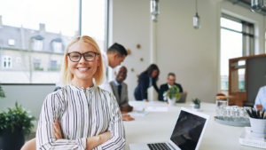 woman smiling at work