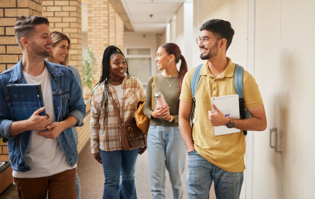 young adult walking down the hall